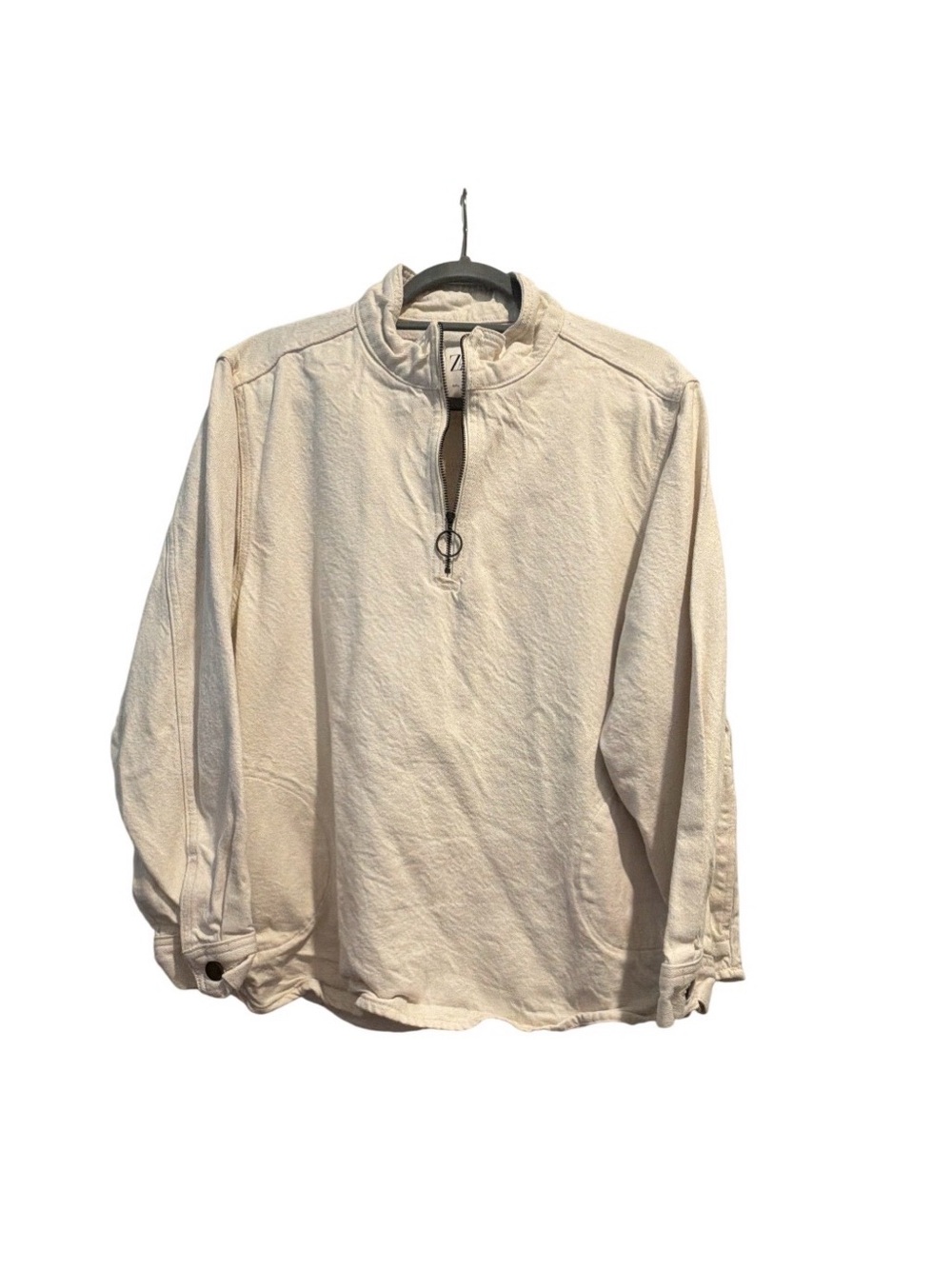 NWOT Zara Oversized Half-Zip Denim Pullover - Picture 5 of 7